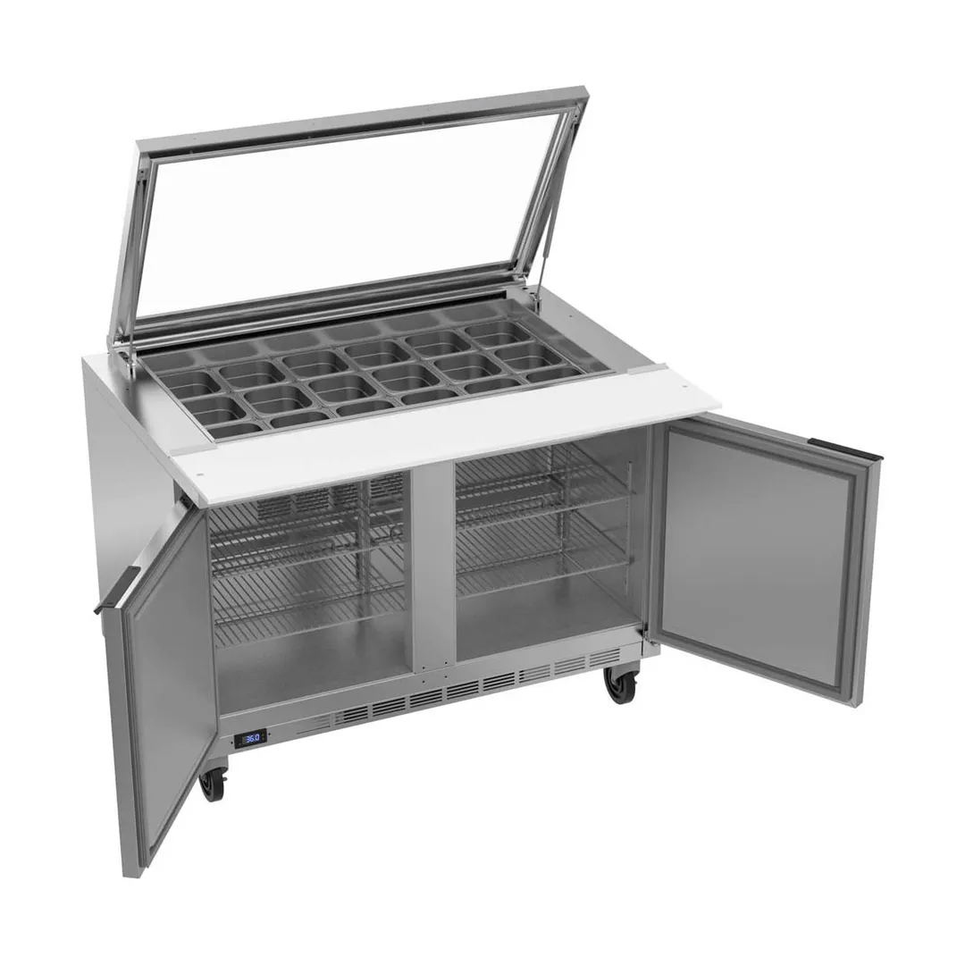 Beverage Air SPE48HC-18M-STL 48" Mega Top Sandwich/Salad Prep Table w/ 2 Doors, 18 Pans, 13 cu. ft.