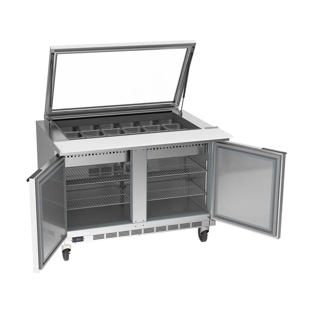 Beverage Air SPE48HC-18M-STL 48" Mega Top Sandwich/Salad Prep Table w/ 2 Doors, 18 Pans, 13 cu. ft.