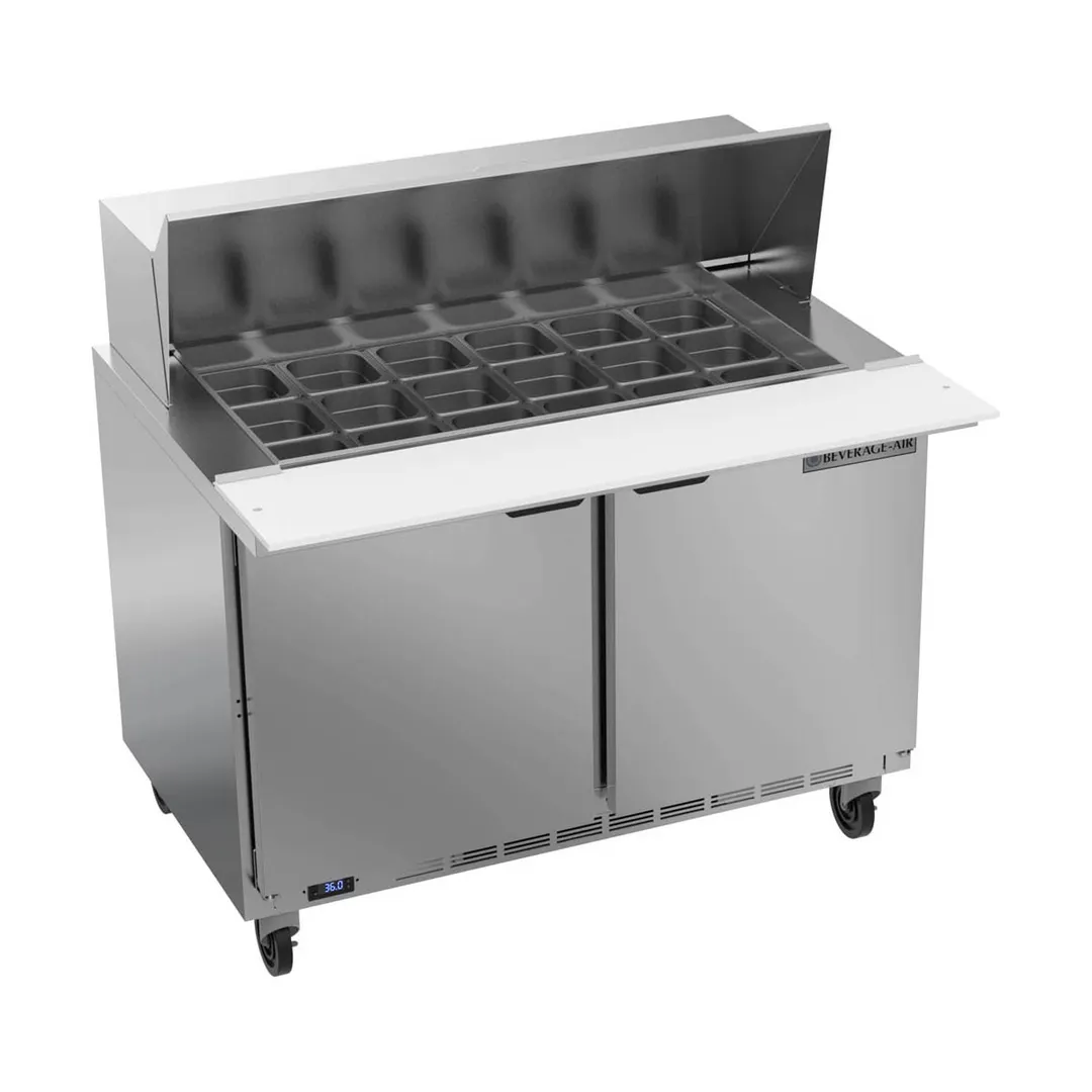 Beverage Air SPE48HC-18M 48" Mega Top Sandwich/Salad Prep Table w/ 2 Doors, 18 Pans, 13 cu. ft.
