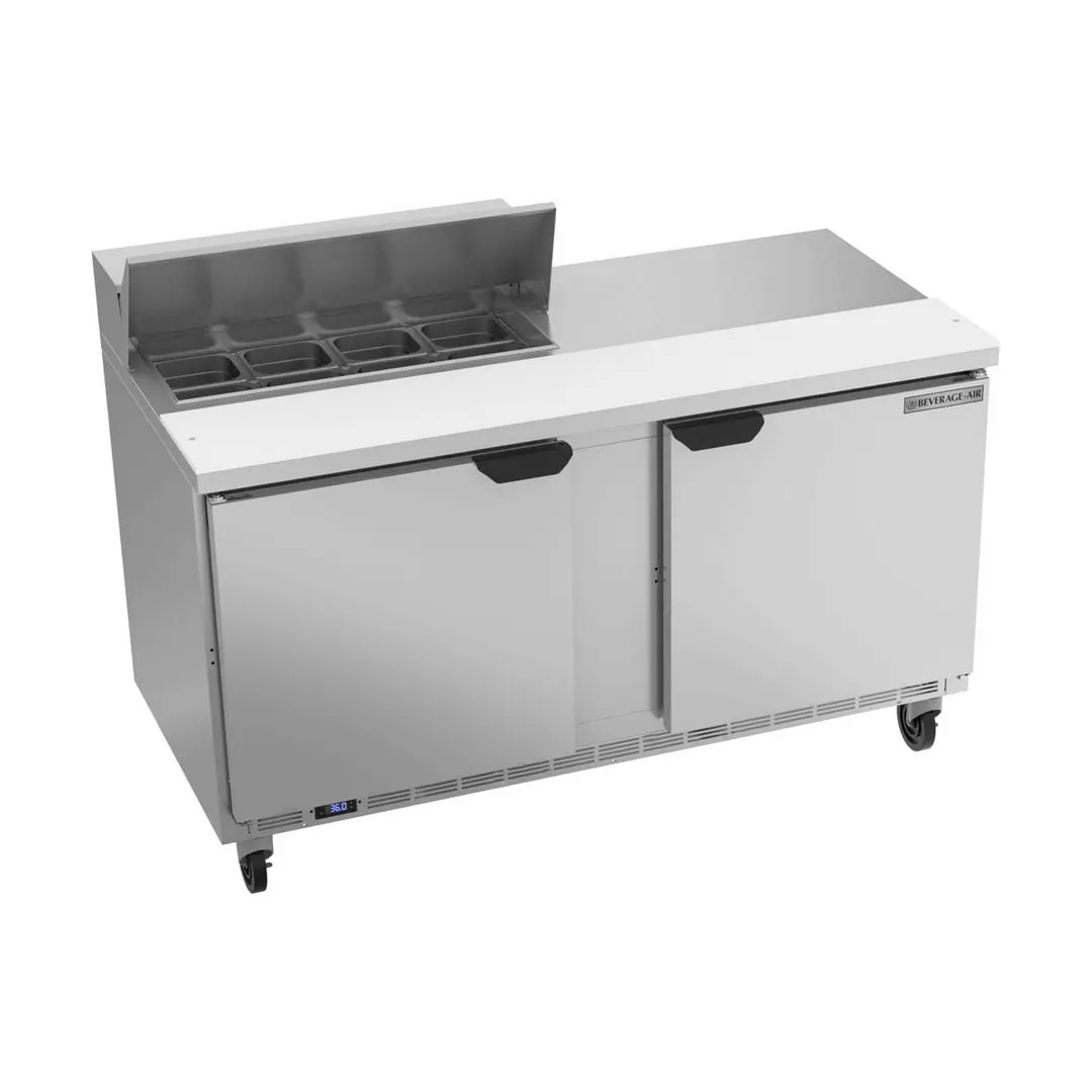 Beverage Air SPE60HC-08 60" Two Section Sandwich/Salad Prep Table w/ 2 Doors, 8 pans, 16 cu. ft.
