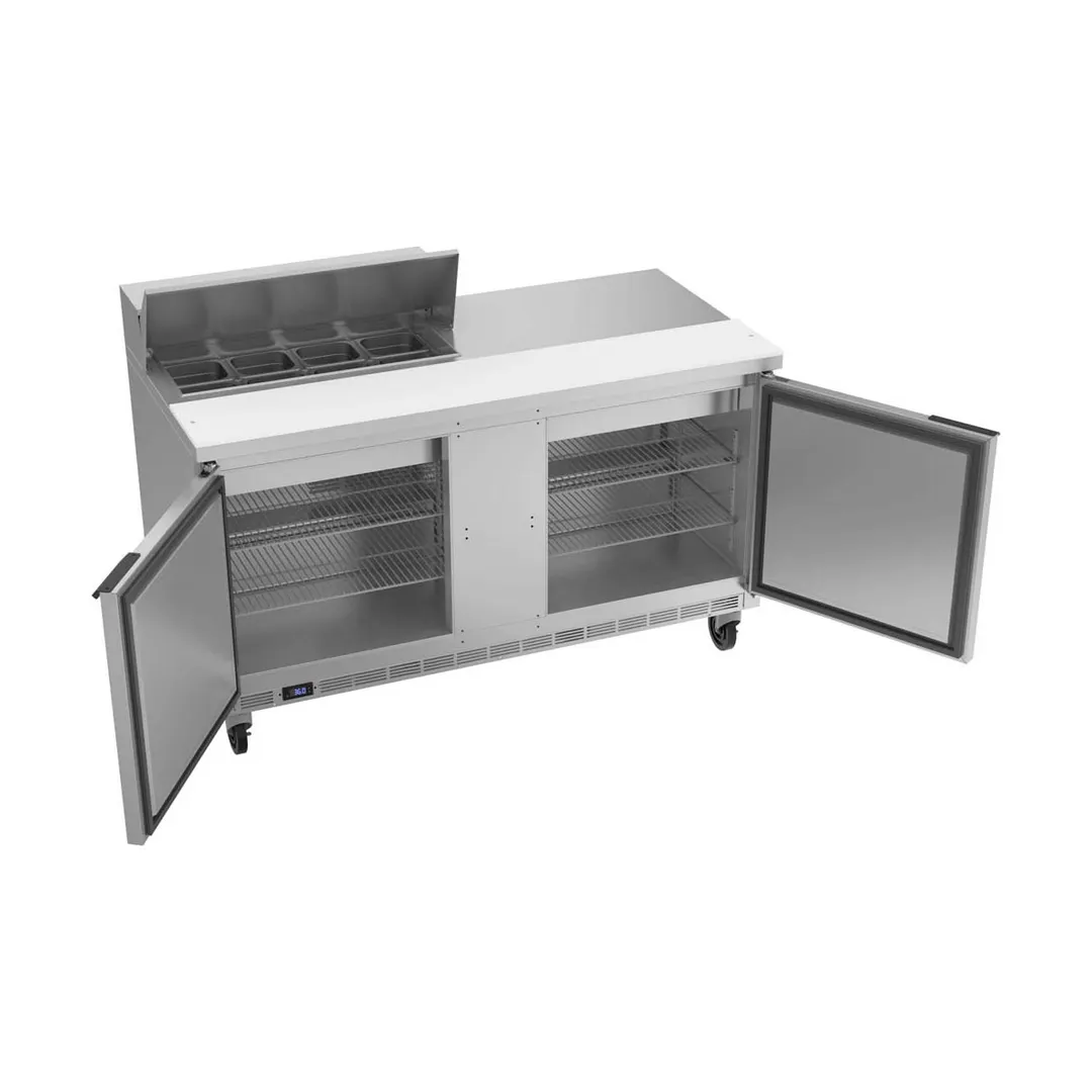 Beverage Air SPE60HC-08 60" Two Section Sandwich/Salad Prep Table w/ 2 Doors, 8 pans, 16 cu. ft.