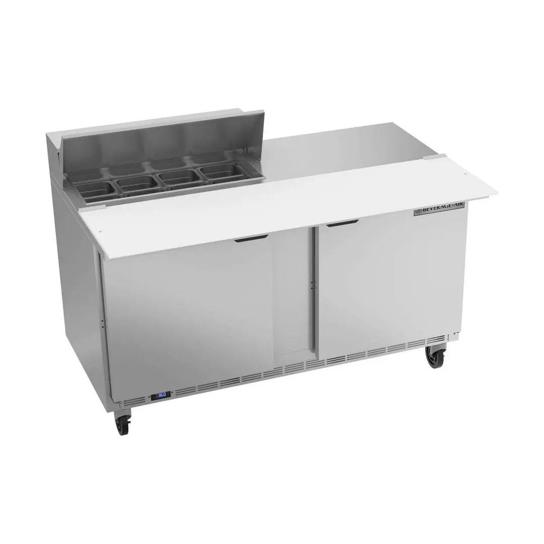 Beverage Air SPE60HC-08C 60" Two Section Sandwich/Salad Prep Table w/ 2 Doors, 8 pans, 16 cu. ft.