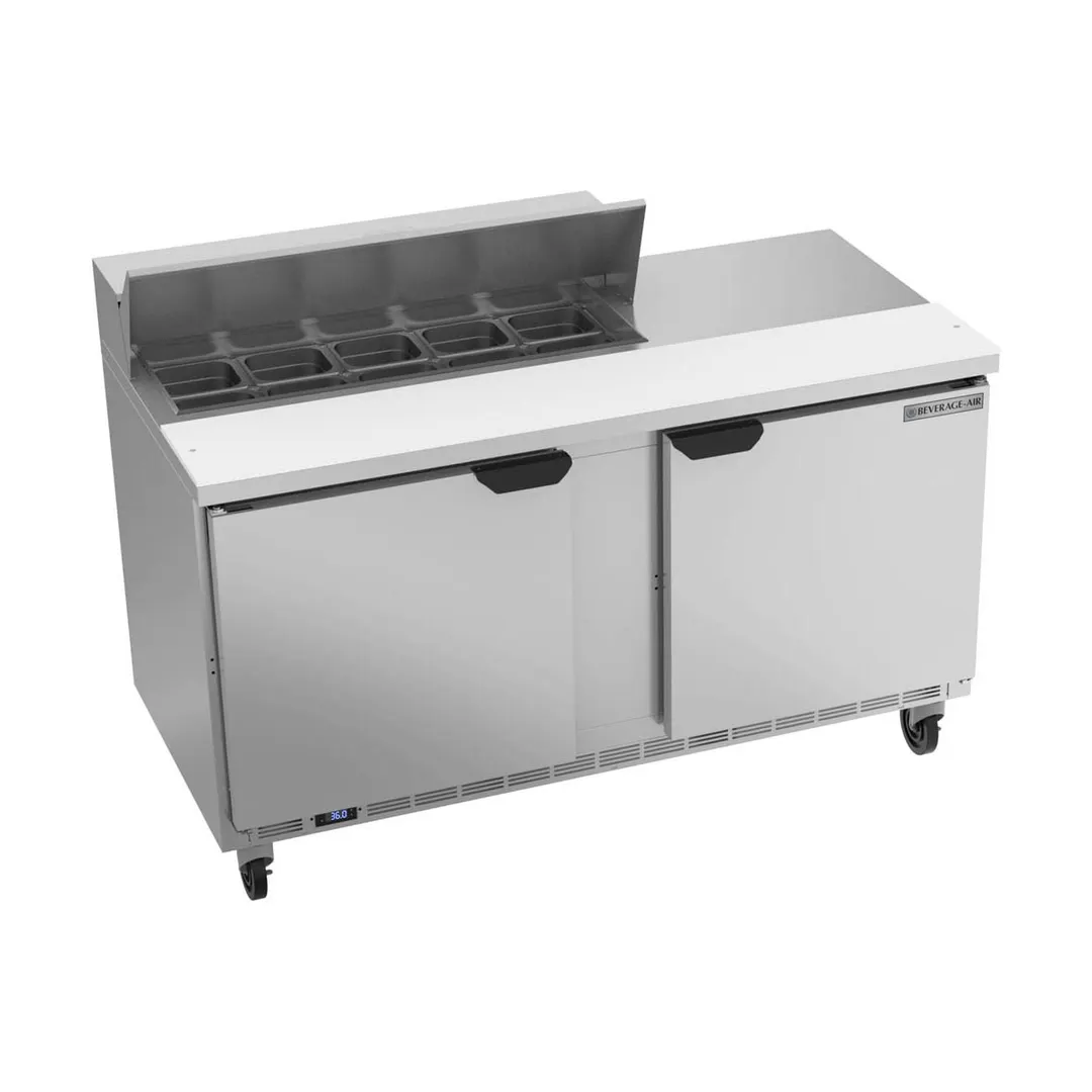 Beverage Air SPE60HC-10 60" Two Section Sandwich/Salad Prep Table w/ 2 Doors, 10 pans, 16 cu. ft.