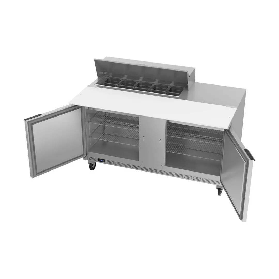 Beverage Air SPE60HC-10C 60" Two Section Sandwich/Salad Prep Table w/ 2 Doors, 10 pans, 16 cu. ft.