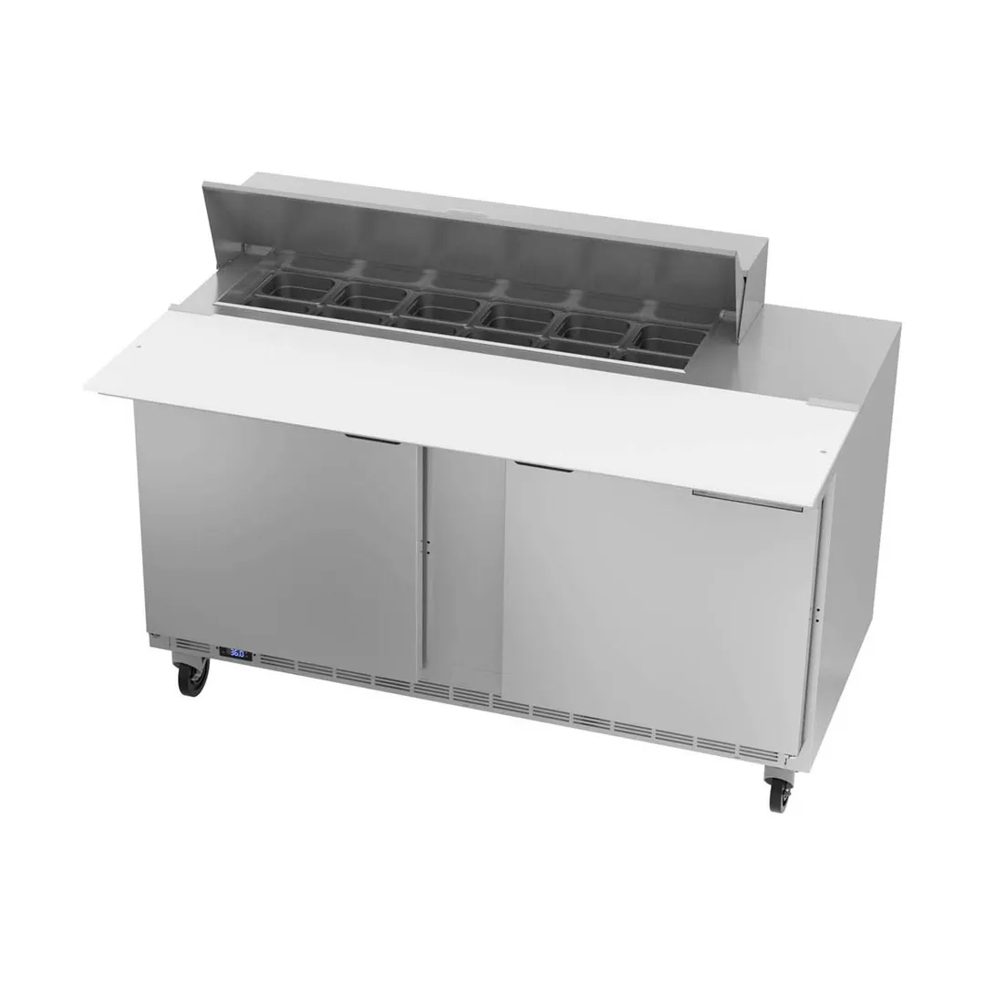 Beverage Air SPE60HC-12C 60" Two Section Sandwich/Salad Prep Table w/ 2 Doors, 12 pans, 16 cu. ft.