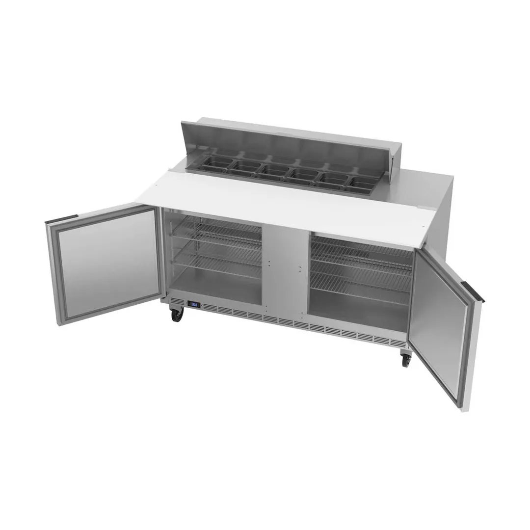 Beverage Air SPE60HC-12C 60" Two Section Sandwich/Salad Prep Table w/ 2 Doors, 12 pans, 16 cu. ft.