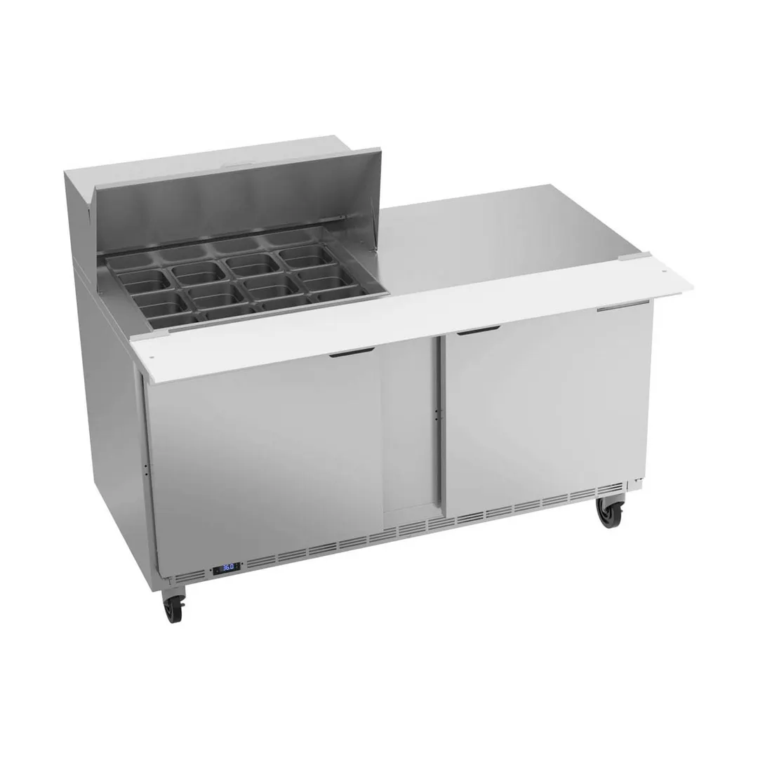 Beverage Air SPE60HC-12M 60" Mega Top Sandwich/Salad Prep Table w/ 2 Doors, 12 Pans, 16 cu. ft.