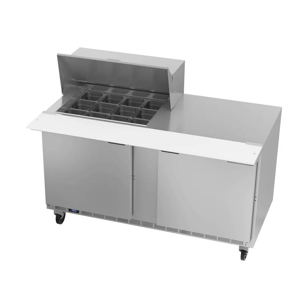 Beverage Air SPE60HC-12M 60" Mega Top Sandwich/Salad Prep Table w/ 2 Doors, 12 Pans, 16 cu. ft.