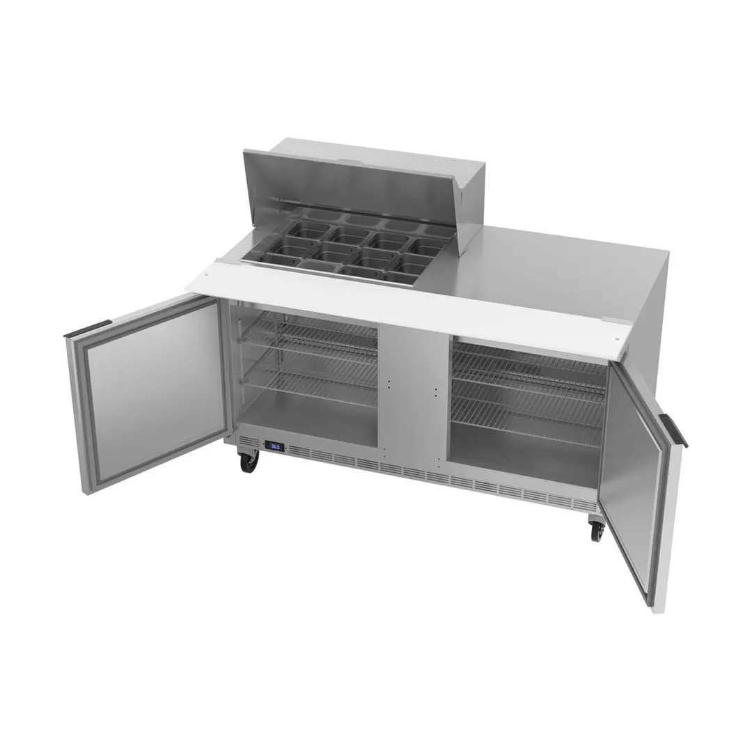 Beverage Air SPE60HC-12M 60" Mega Top Sandwich/Salad Prep Table w/ 2 Doors, 12 Pans, 16 cu. ft.