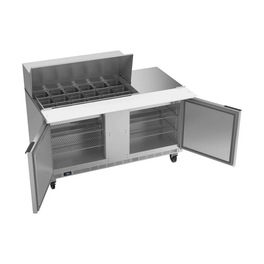 Beverage Air SPE60HC-18M 60" Mega Top Sandwich/Salad Prep Table w/ 2 Doors, 18 Pans, 16 cu. ft.