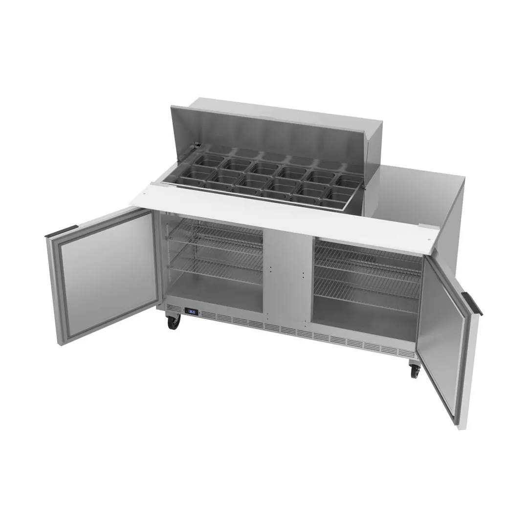 Beverage Air SPE60HC-18M 60" Mega Top Sandwich/Salad Prep Table w/ 2 Doors, 18 Pans, 16 cu. ft.