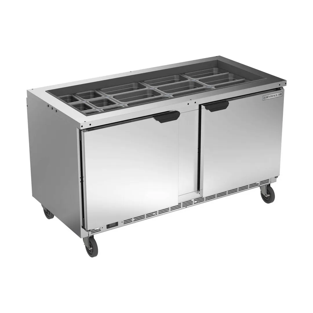 Beverage Air SPE60HC-24-S 60" Two Section Sandwich/Salad Prep Table w/ 2 Doors, 16 cu. ft.