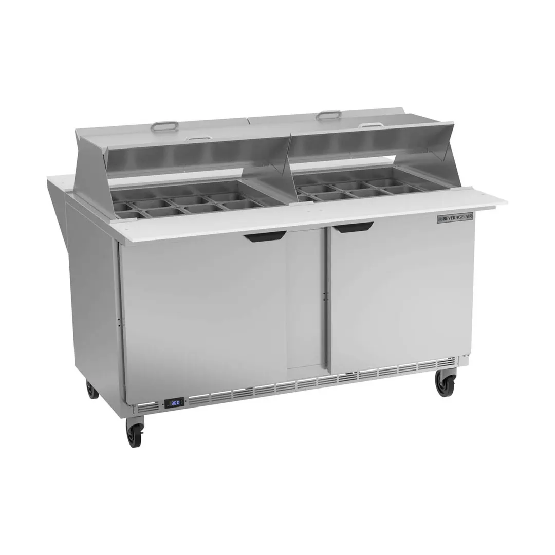 Beverage Air SPE60HC-24M-DS 60" Mega Top Sandwich / Salad Prep Table w/ 2 Doors, 24 Pans, 16 cu. ft.