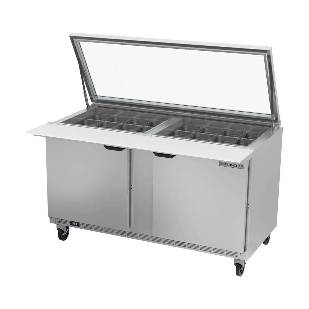 Beverage Air SPE60HC-24M-STL 60" Mega Top Sandwich / Salad Prep Table w/ 2 Doors, 24 Pans