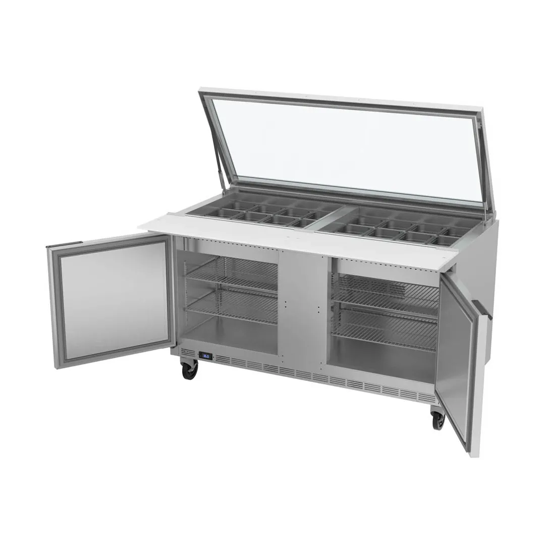 Beverage Air SPE60HC-24M-STL 60" Mega Top Sandwich / Salad Prep Table w/ 2 Doors, 24 Pans
