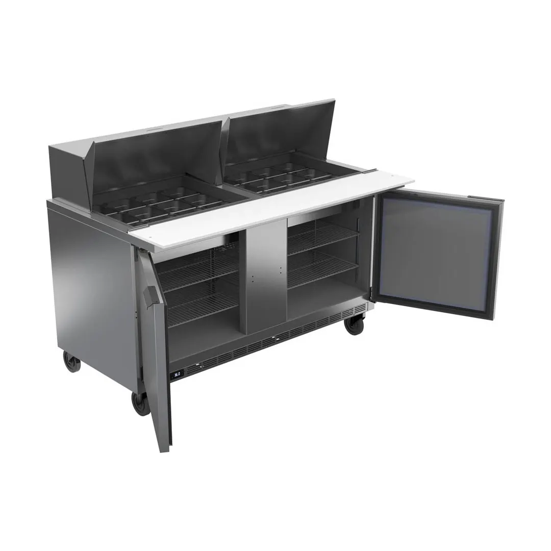 Beverage Air SPE60HC-24M 60" Mega Top Sandwich / Salad Prep Table w/ 2 Doors, 24 Pans, 16 cu. ft.