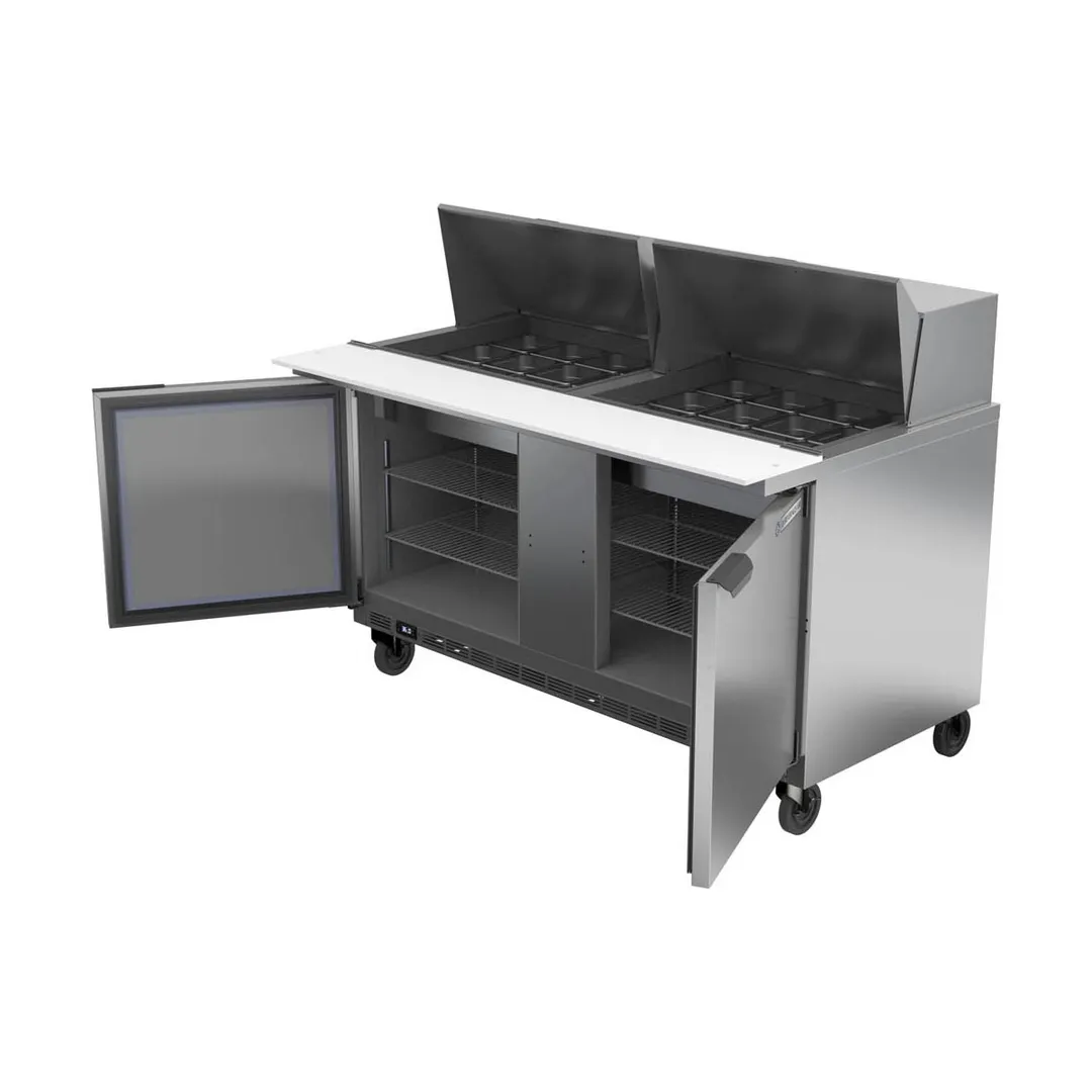 Beverage Air SPE60HC-24M 60" Mega Top Sandwich / Salad Prep Table w/ 2 Doors, 24 Pans, 16 cu. ft.