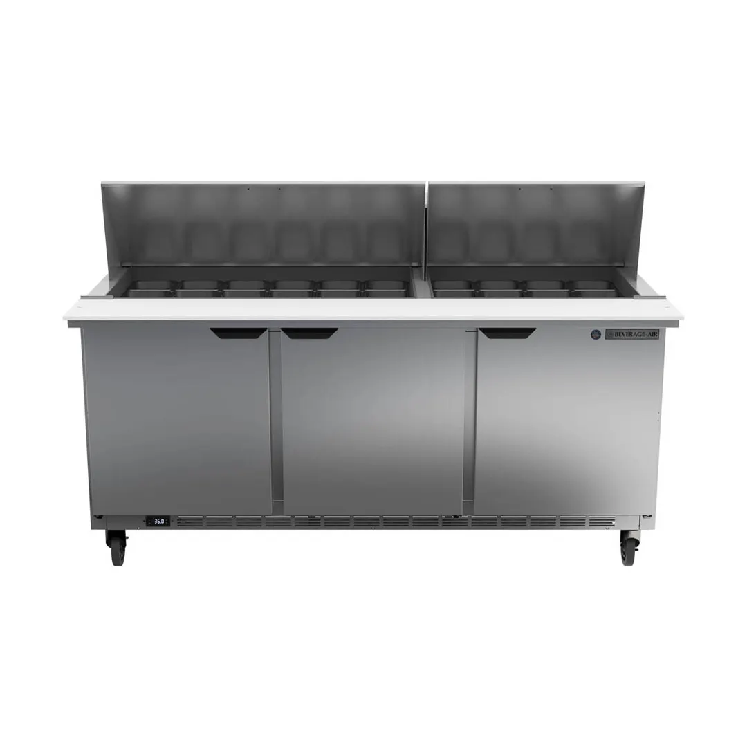 Beverage Air SPE72HC-30M 72" Mega Top Sandwich / Salad Prep Table w/ 3 Doors, 30 Pans, 20 cu. ft.