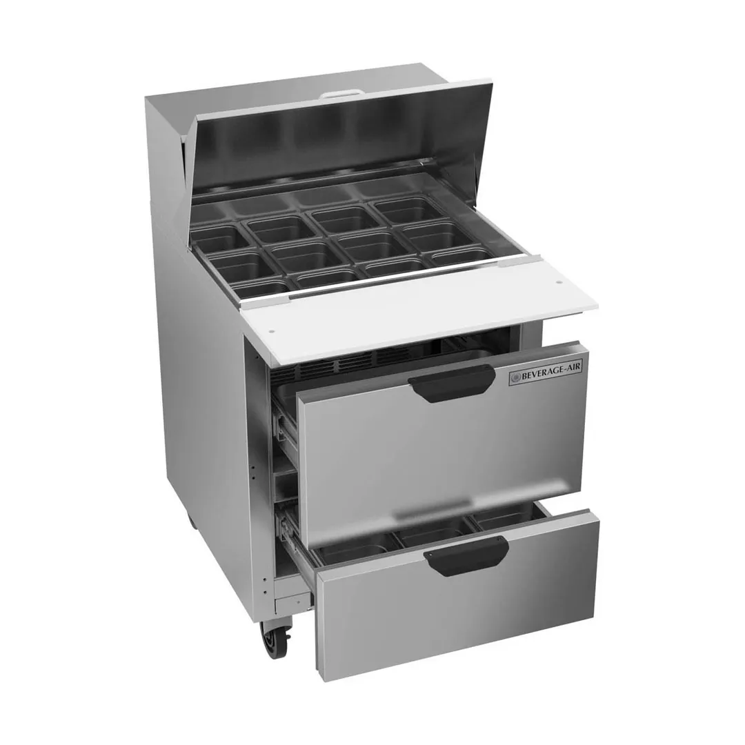 Beverage Air SPED27HC-12M-B 27" Mega Top Sandwich / Salad Prep Table w/ 2 Drawers, 12 Pans