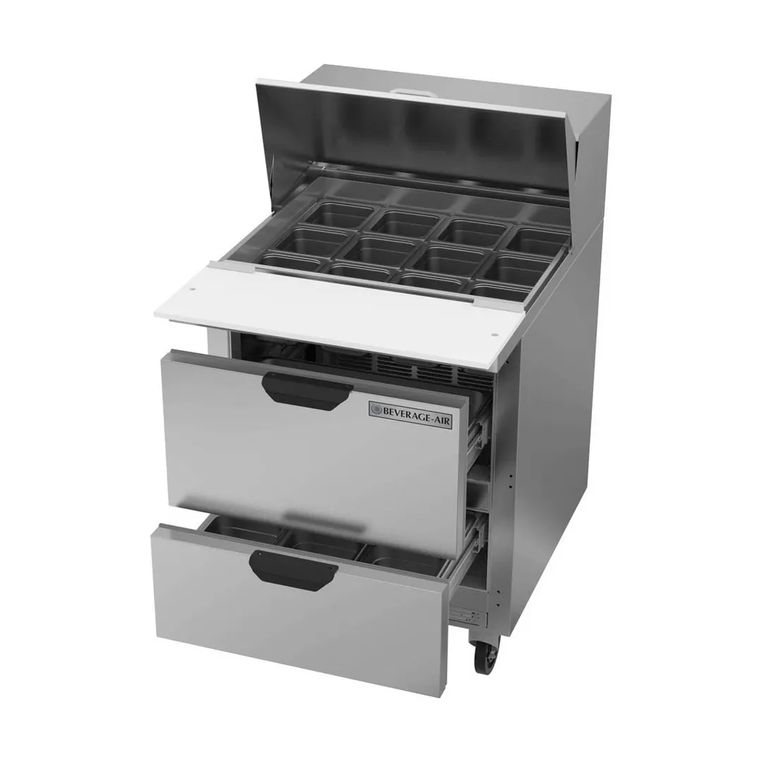 Beverage Air SPED27HC-12M-B 27" Mega Top Sandwich / Salad Prep Table w/ 2 Drawers, 12 Pans