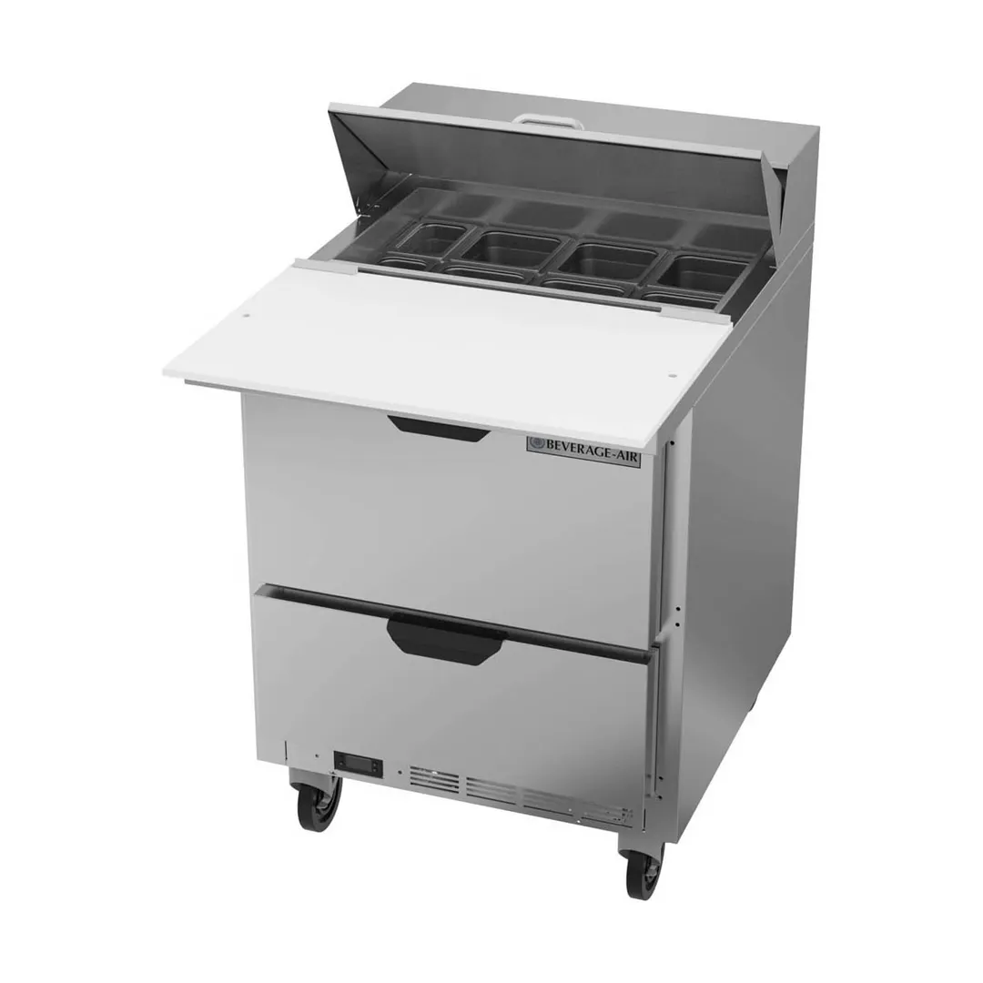 Beverage Air SPED27HC-C 27" One Section Sandwich/Salad Prep Table w/ 2 Drawers, 6 pans, 6.75 cu. ft.