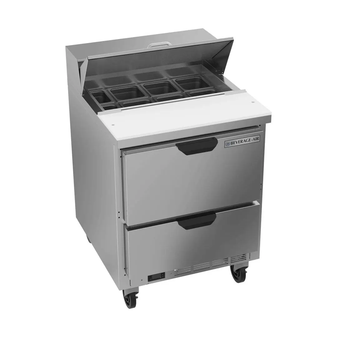 Beverage Air SPED27HC 27" One Section Sandwich/Salad Prep Table w/ 2 Drawers, 6 pans, 6.75 cu. ft.