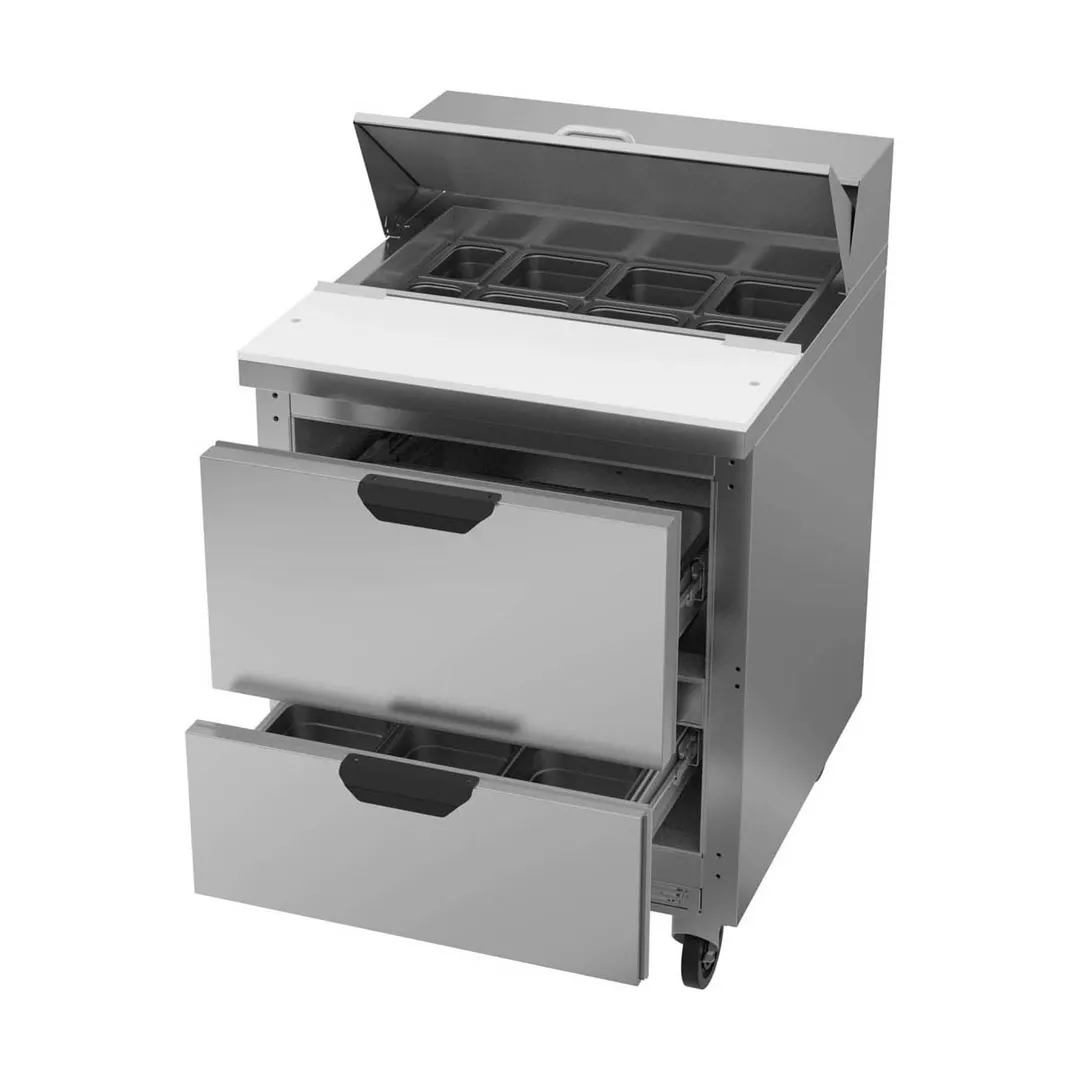 Beverage Air SPED27HC 27" One Section Sandwich/Salad Prep Table w/ 2 Drawers, 6 pans, 6.75 cu. ft.