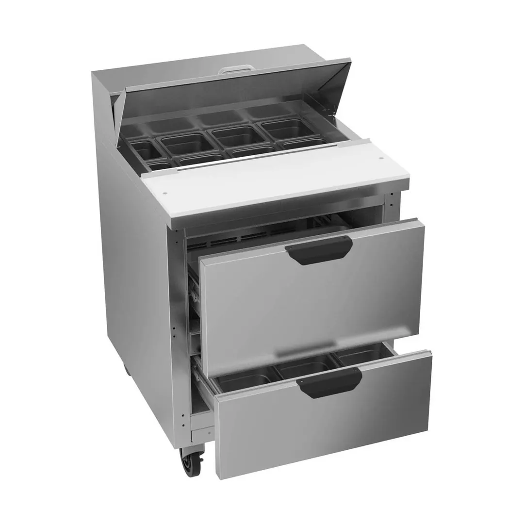 Beverage Air SPED27HC 27" One Section Sandwich/Salad Prep Table w/ 2 Drawers, 6 pans, 6.75 cu. ft.