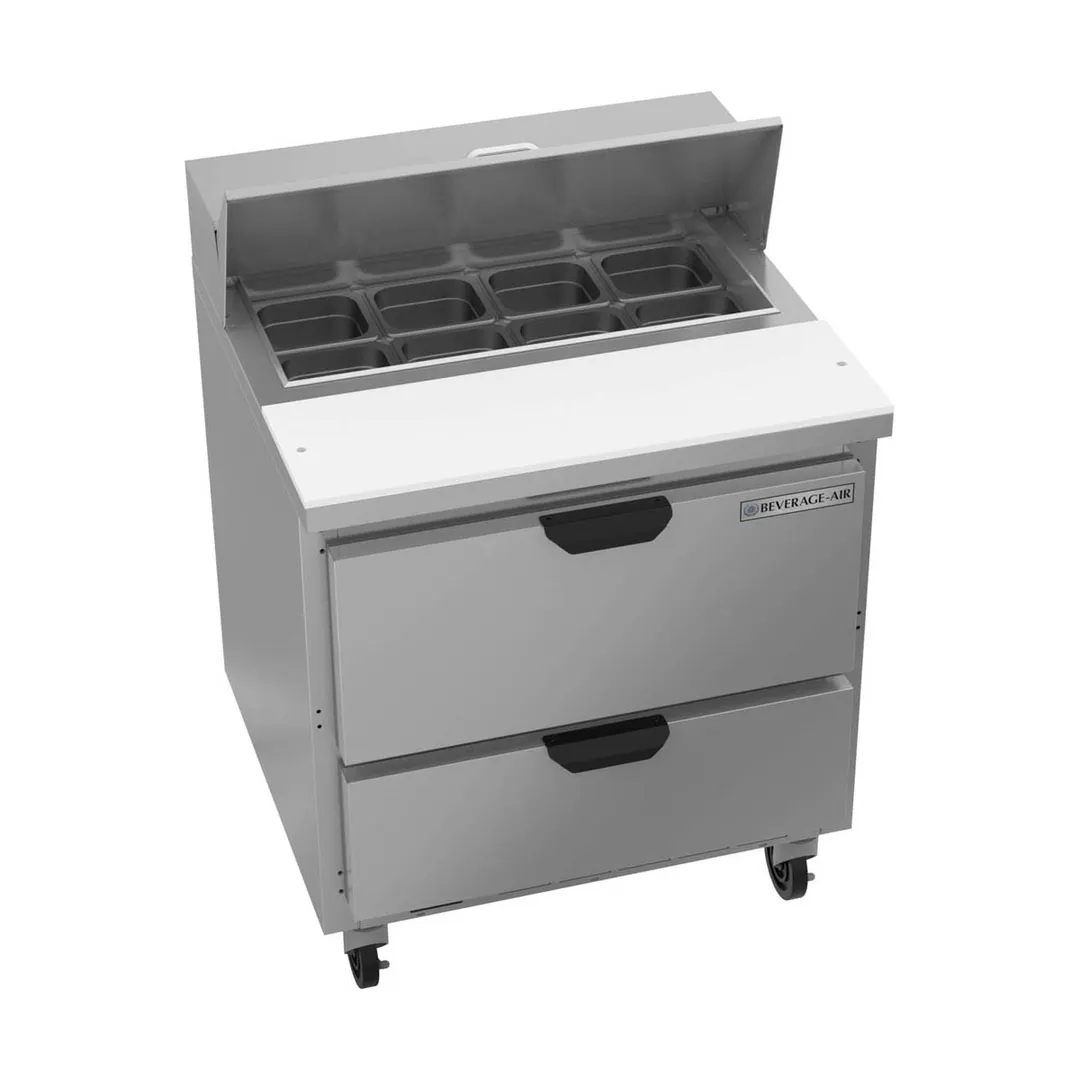 Beverage Air SPED32HC-08-2 32" One Section Sandwich/Salad Prep Table w/ 2 Drawers, 8 pans, 8 cu. ft.