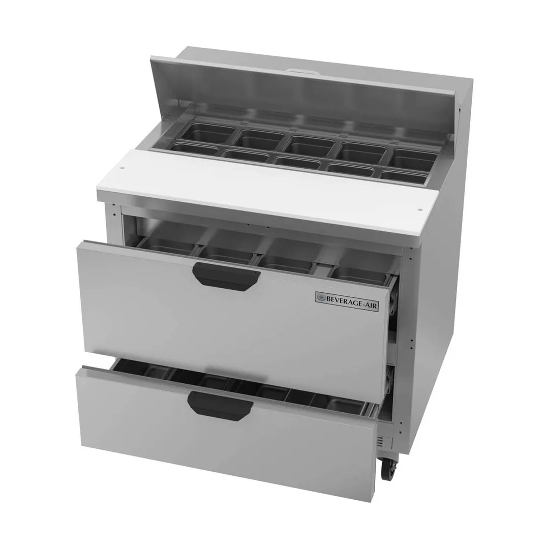 Beverage Air SPED36HC-10-2 36" One Section Sandwich/Salad Prep Table w/ 2 Drawers, 10 Pans