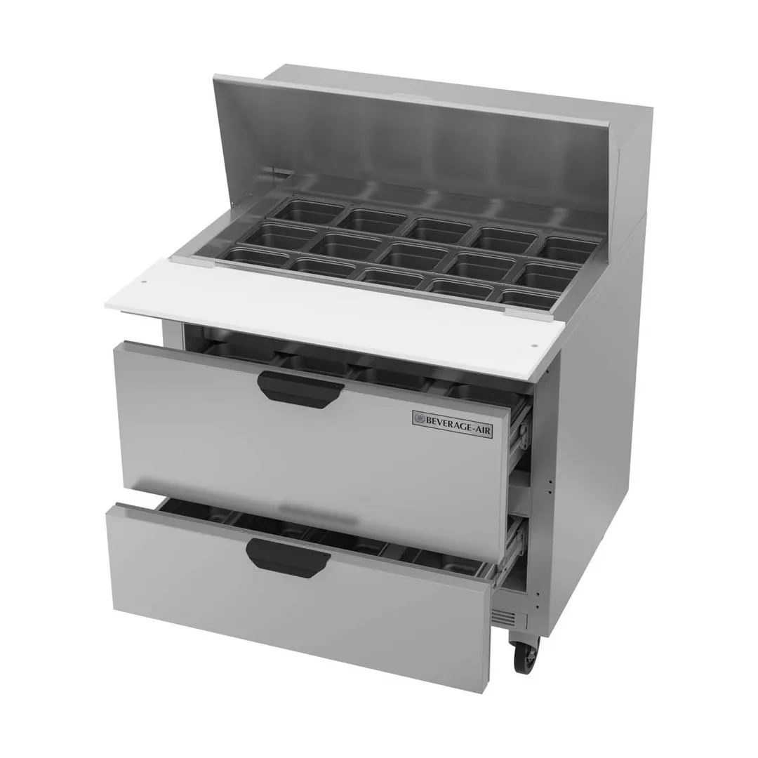 Beverage Air SPED36HC-15M-2 36" Mega Top Sandwich / Salad Prep Table w/ 2 Drawers, 15 Pans