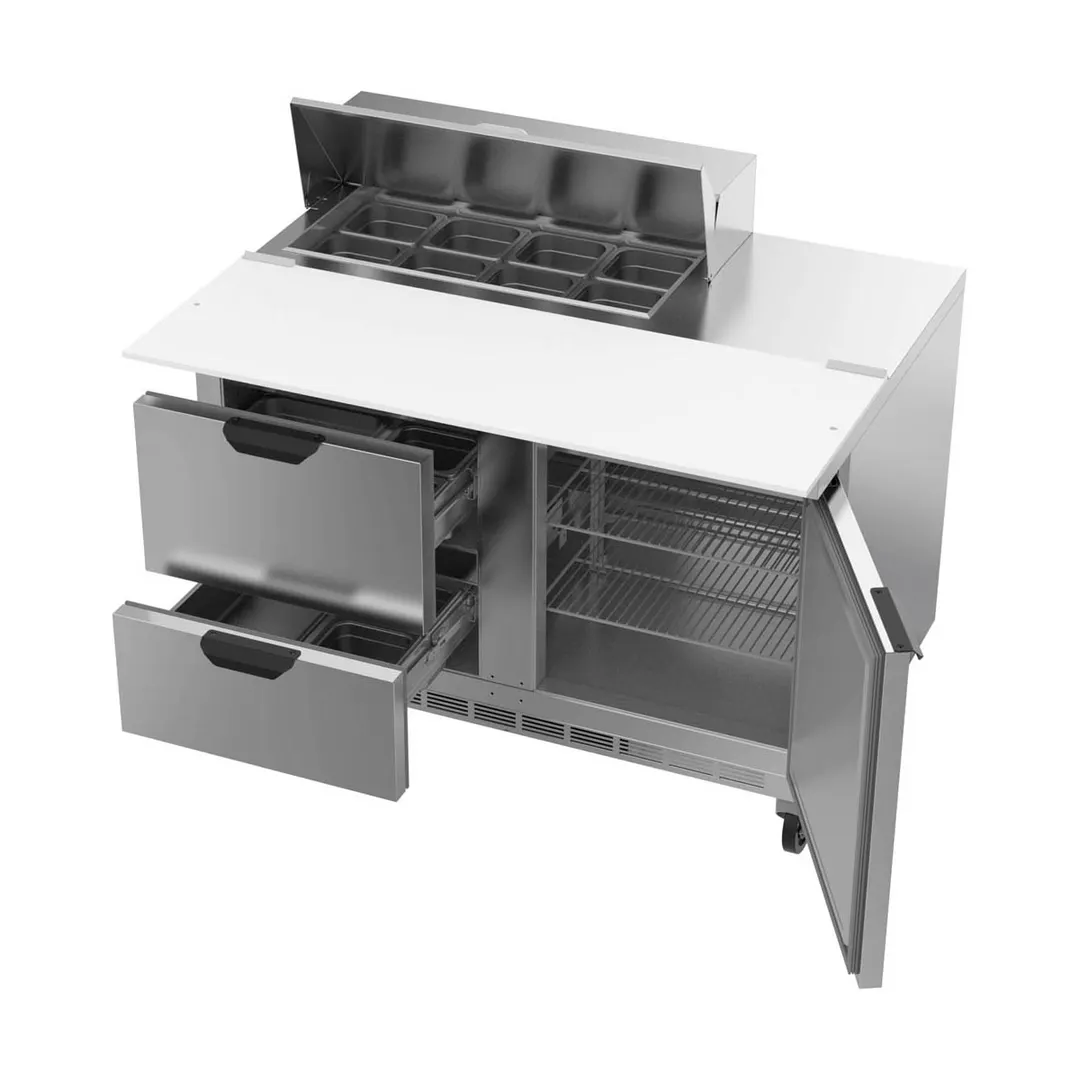 Beverage Air SPED48HC-08C-2 48" Two Section Sandwich/Salad Prep Table w/ 2 Drawers & 1 Door, 8 Pans