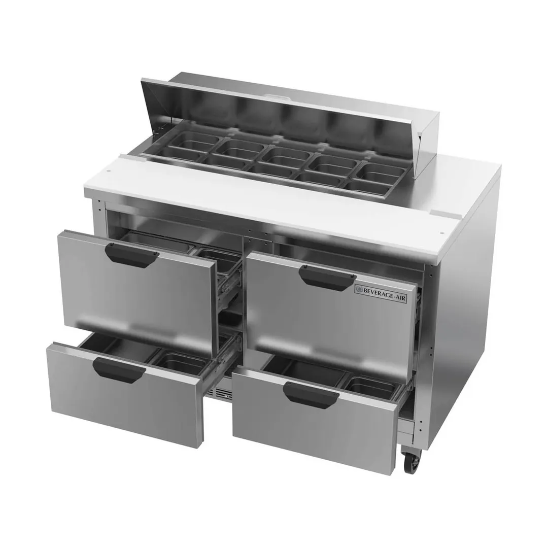 Beverage Air SPED48HC-10-4 48" Two Section Sandwich/Salad Prep Table w/ 4 Drawers, 10 Pans