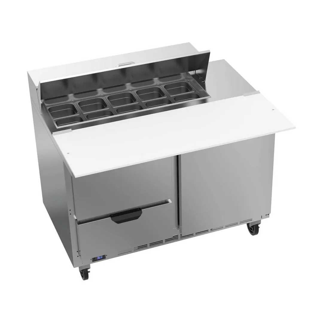 Beverage Air SPED48HC-10C-2 48" Two Section Sandwich/Salad Prep Table w/ 2 Drawers & 1 Door, 10 Pans
