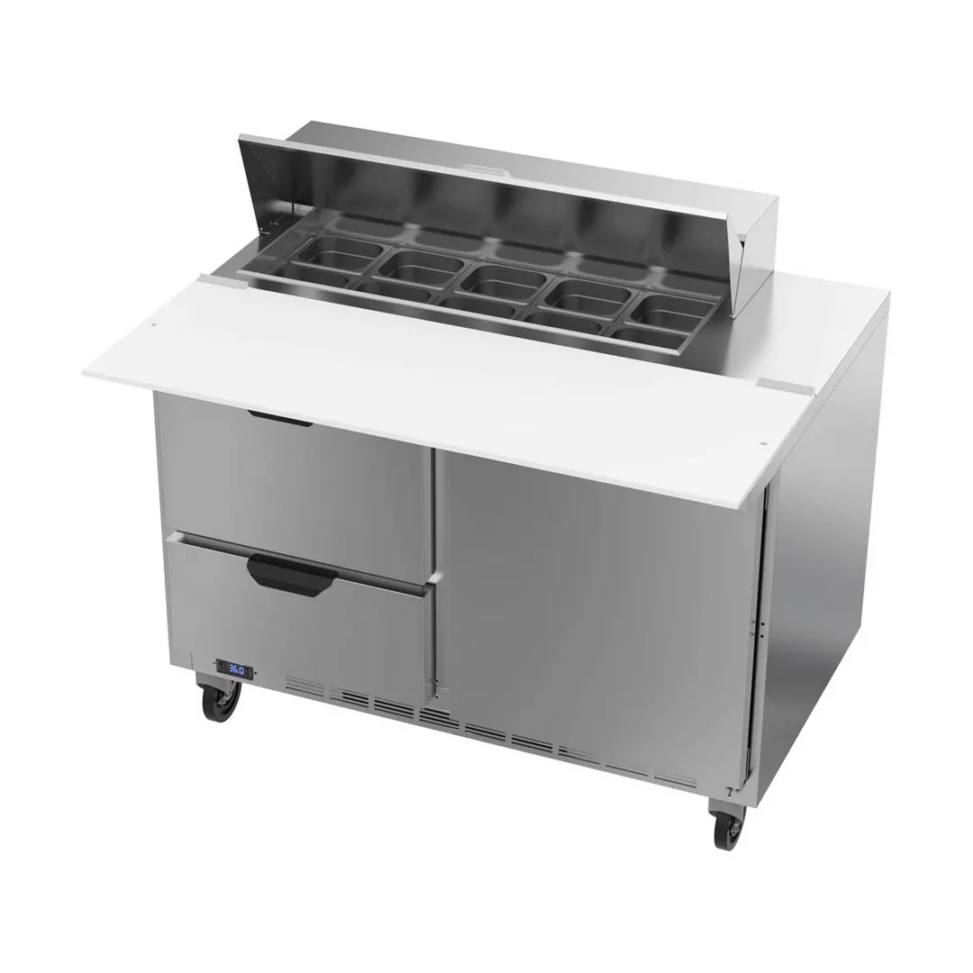 Beverage Air SPED48HC-10C-2 48" Two Section Sandwich/Salad Prep Table w/ 2 Drawers & 1 Door, 10 Pans