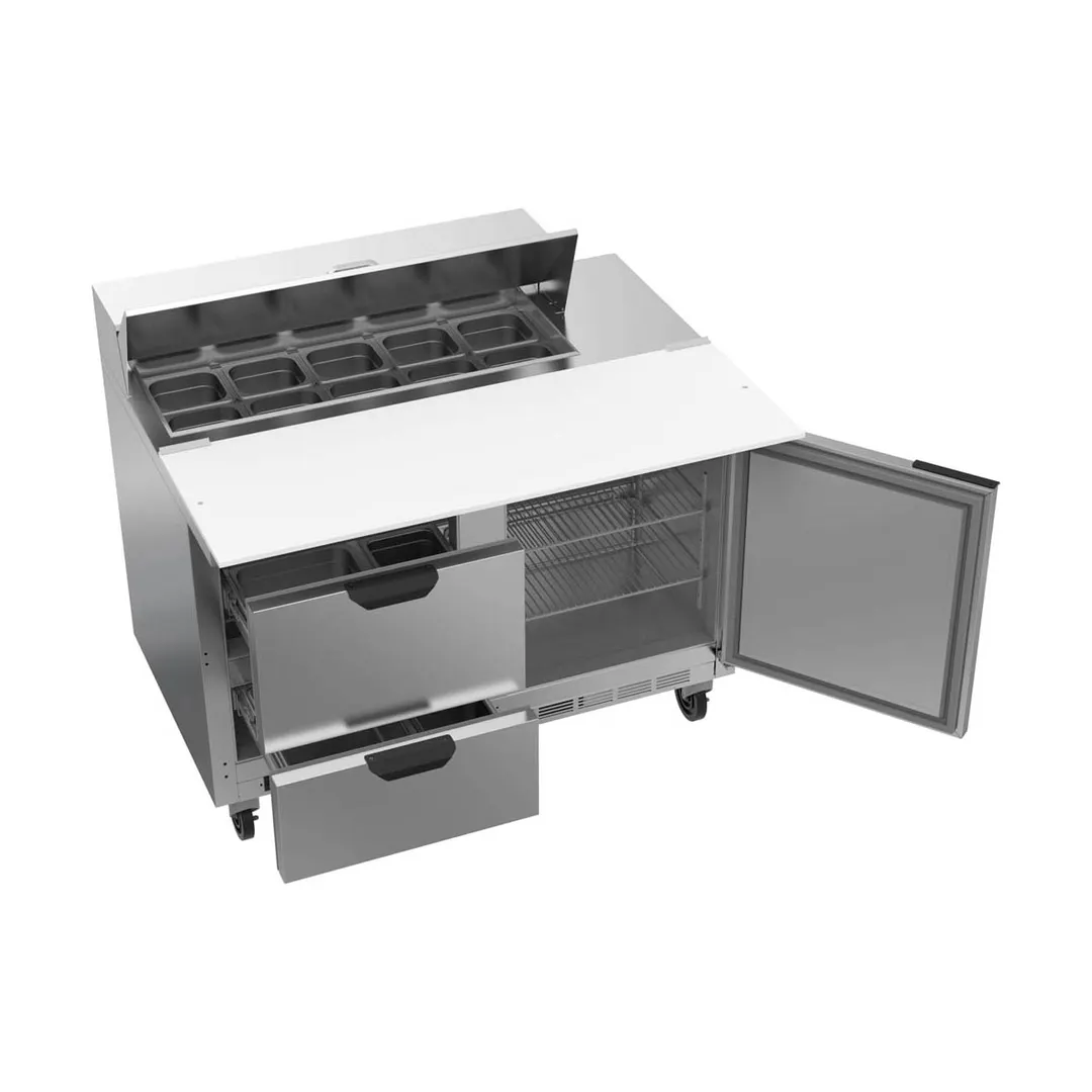 Beverage Air SPED48HC-10C-2 48" Two Section Sandwich/Salad Prep Table w/ 2 Drawers & 1 Door, 10 Pans