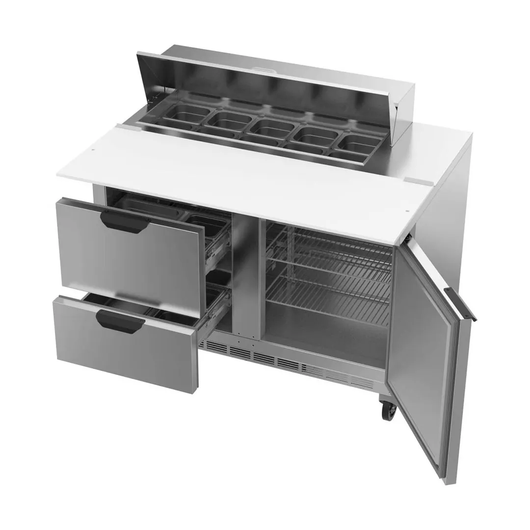 Beverage Air SPED48HC-10C-2 48" Two Section Sandwich/Salad Prep Table w/ 2 Drawers & 1 Door, 10 Pans
