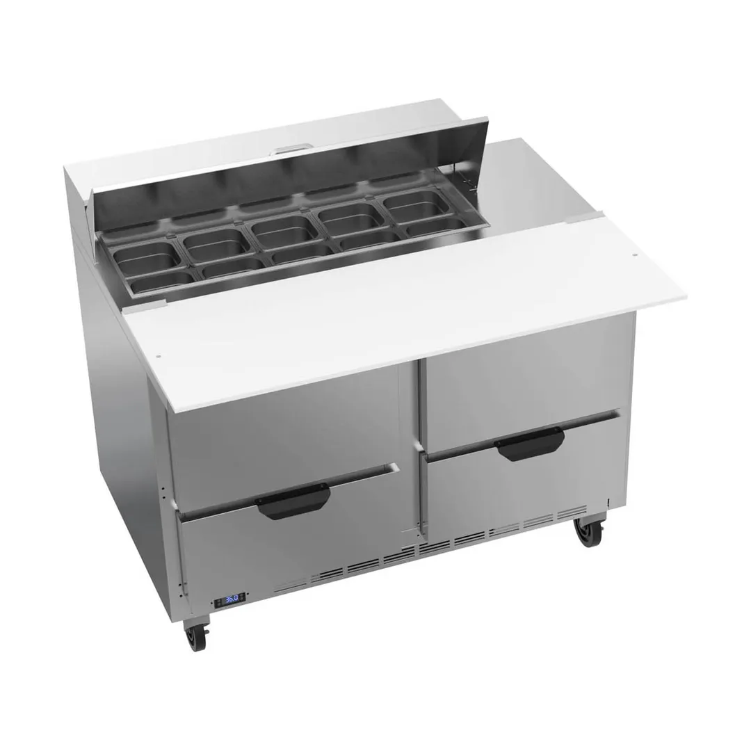 Beverage Air SPED48HC-10C-4 48" Two Section Sandwich/Salad Prep Table w/ 4 Drawers, 10 Pans