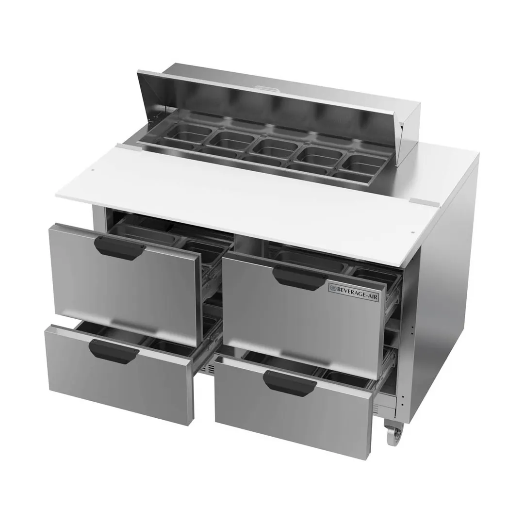 Beverage Air SPED48HC-10C-4 48" Two Section Sandwich/Salad Prep Table w/ 4 Drawers, 10 Pans