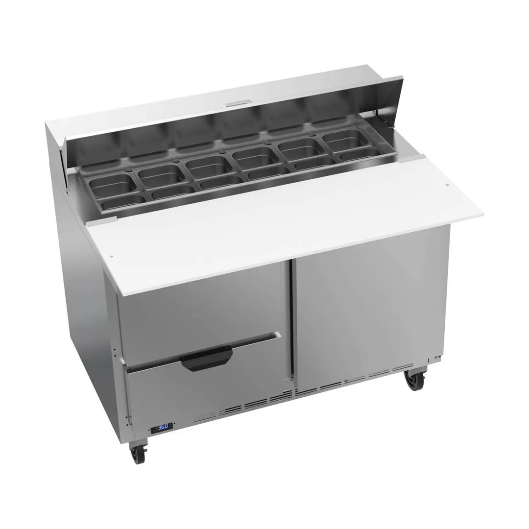 Beverage Air SPED48HC-12C-2 48" 2-Section Sandwich and Salad Prep Table w/ 2 Drawers & 1 Door, 12 Pans