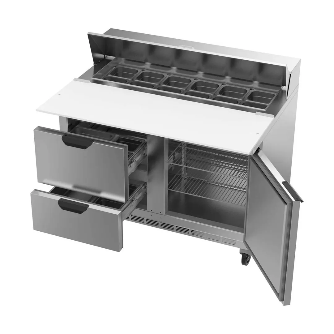 Beverage Air SPED48HC-12C-2 48" 2-Section Sandwich and Salad Prep Table w/ 2 Drawers & 1 Door, 12 Pans