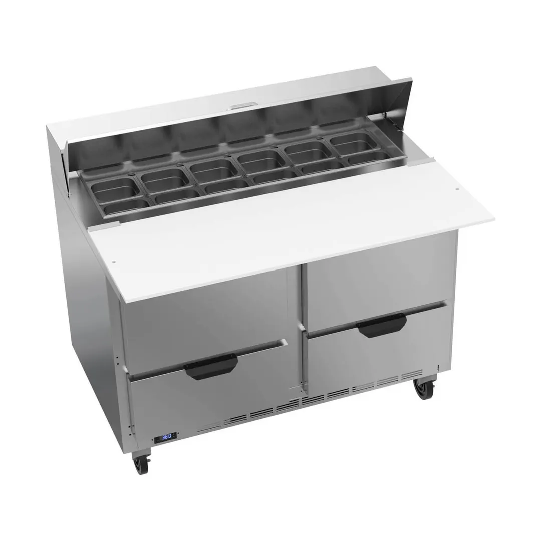 Beverage Air SPED48HC-12C-4 48" Two Section Sandwich/Salad Prep Table w/ 4 Drawers, 12 Pans