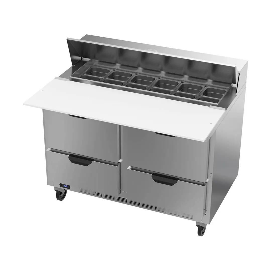 Beverage Air SPED48HC-12C-4 48" Two Section Sandwich/Salad Prep Table w/ 4 Drawers, 12 Pans