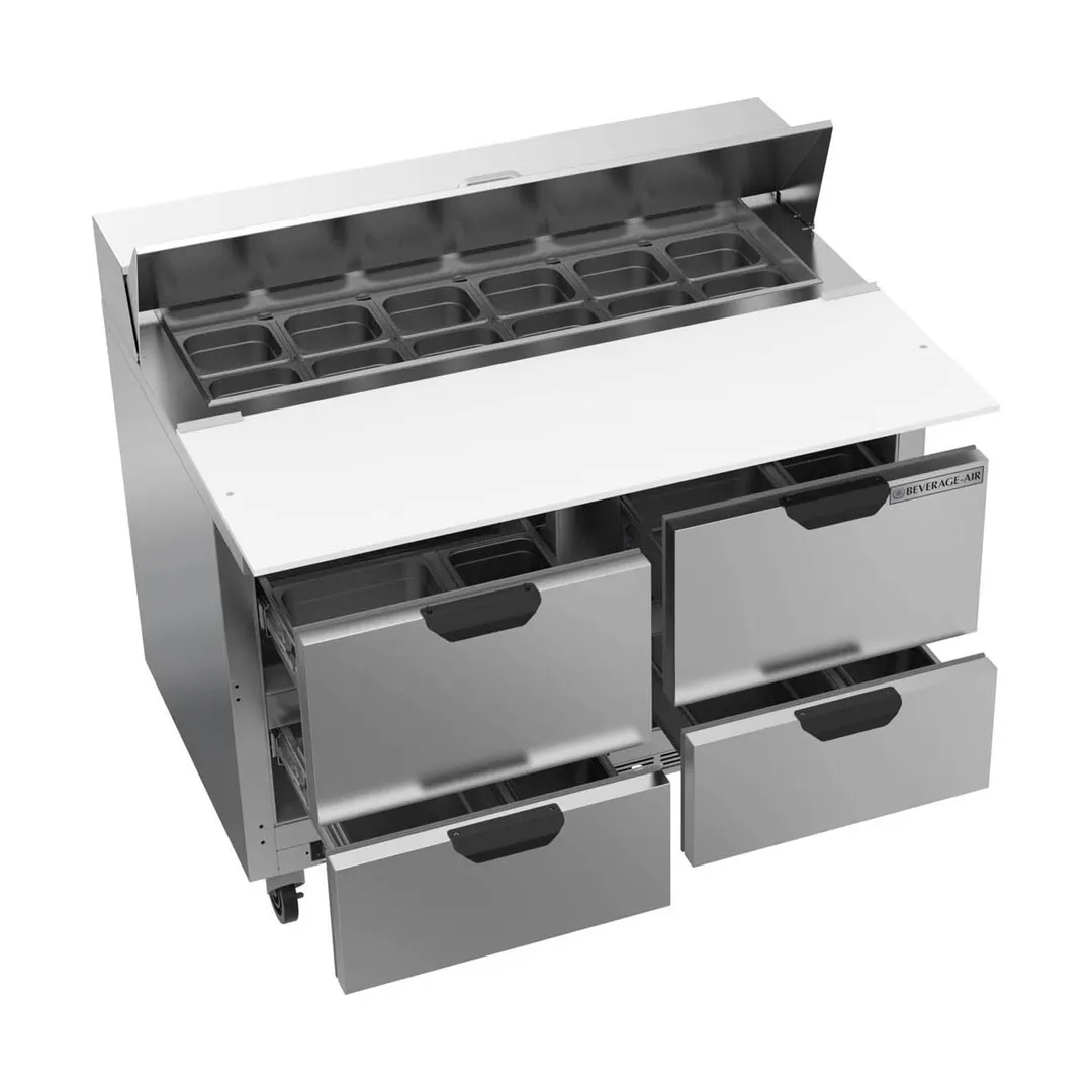 Beverage Air SPED48HC-12C-4 48" Two Section Sandwich/Salad Prep Table w/ 4 Drawers, 12 Pans