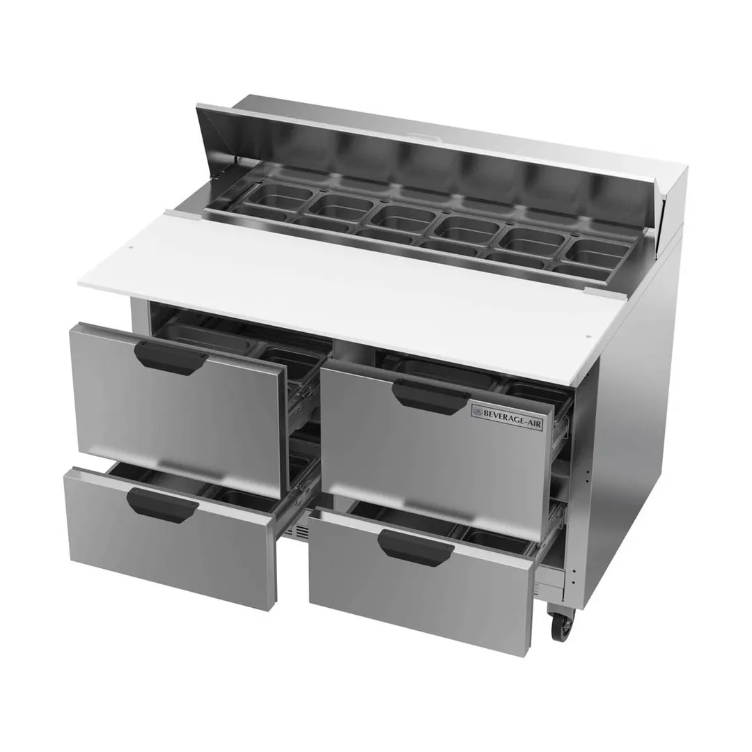Beverage Air SPED48HC-12C-4 48" Two Section Sandwich/Salad Prep Table w/ 4 Drawers, 12 Pans