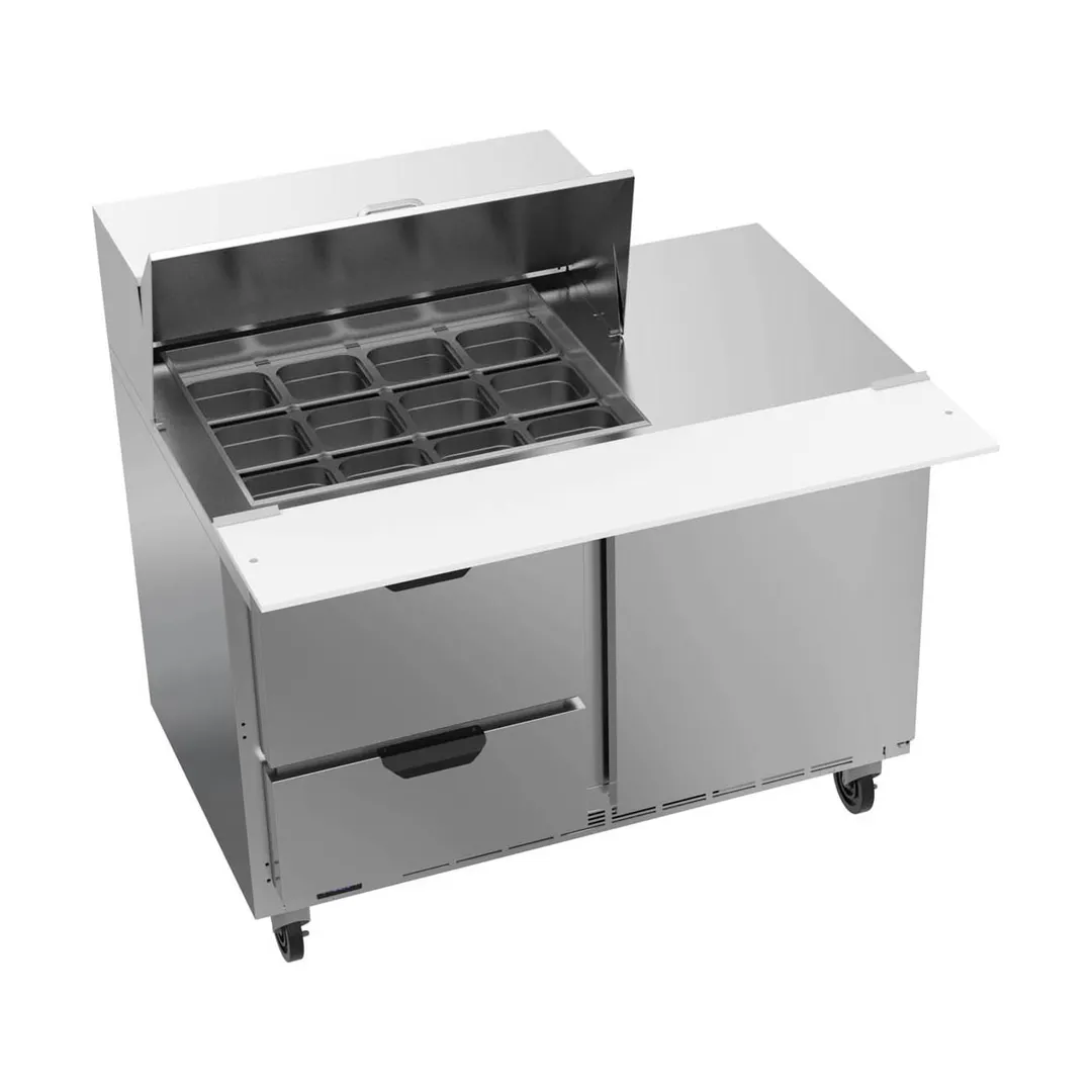 Beverage Air SPED48HC-12M-2 48" Mega Top Sandwich/Salad Prep Table w/ 2 Drawers & 1 Door, 12 Pans