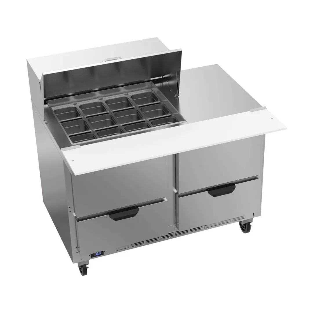 Beverage Air SPED48HC-12M-4 48" Mega Top Sandwich/Salad Prep Table w/ 4 Drawers, 12 Pans