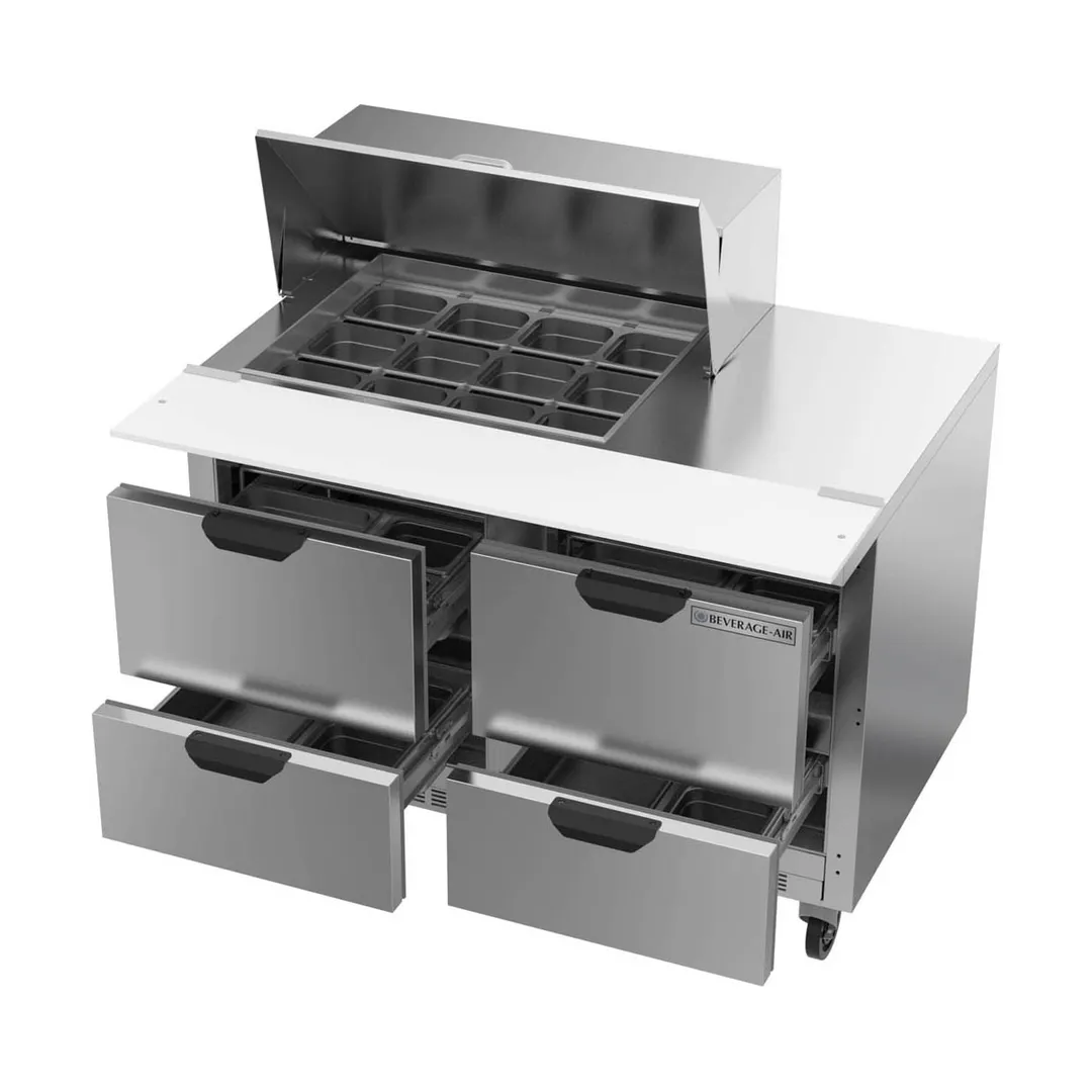Beverage Air SPED48HC-12M-4 48" Mega Top Sandwich/Salad Prep Table w/ 4 Drawers, 12 Pans