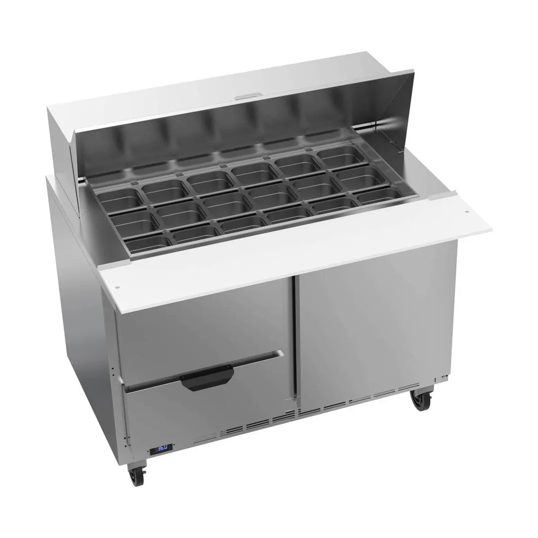 Beverage Air SPED48HC-18M-2 48" Mega Top Sandwich/Salad Prep Table w/ 2 Drawers & 1 Door, 18 Pans