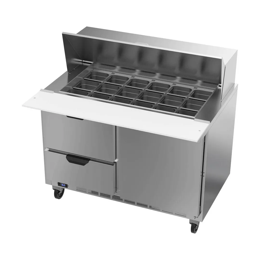 Beverage Air SPED48HC-18M-2 48" Mega Top Sandwich/Salad Prep Table w/ 2 Drawers & 1 Door, 18 Pans